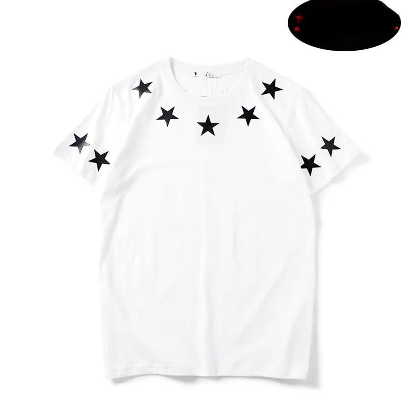 Summer Street Hip Hop Men's T-shirt European and American Classic Trend Pentagonal Star Short Sleeve T-shirt Loose and Versatile Lovers' Wear