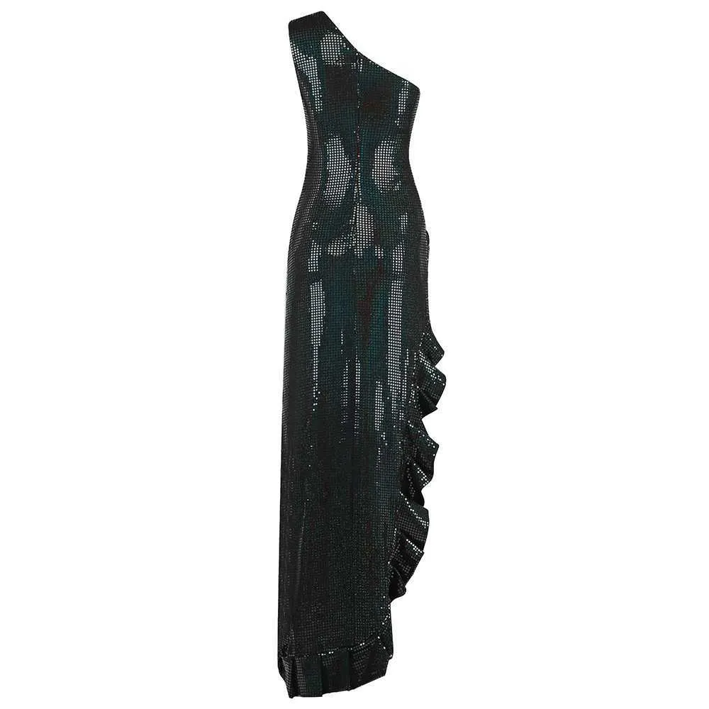Ocstrade Sexy Asymmetrical Sequin Bodycon Dress Arrivals Women One-Shoulder Black Club Evening es 210527