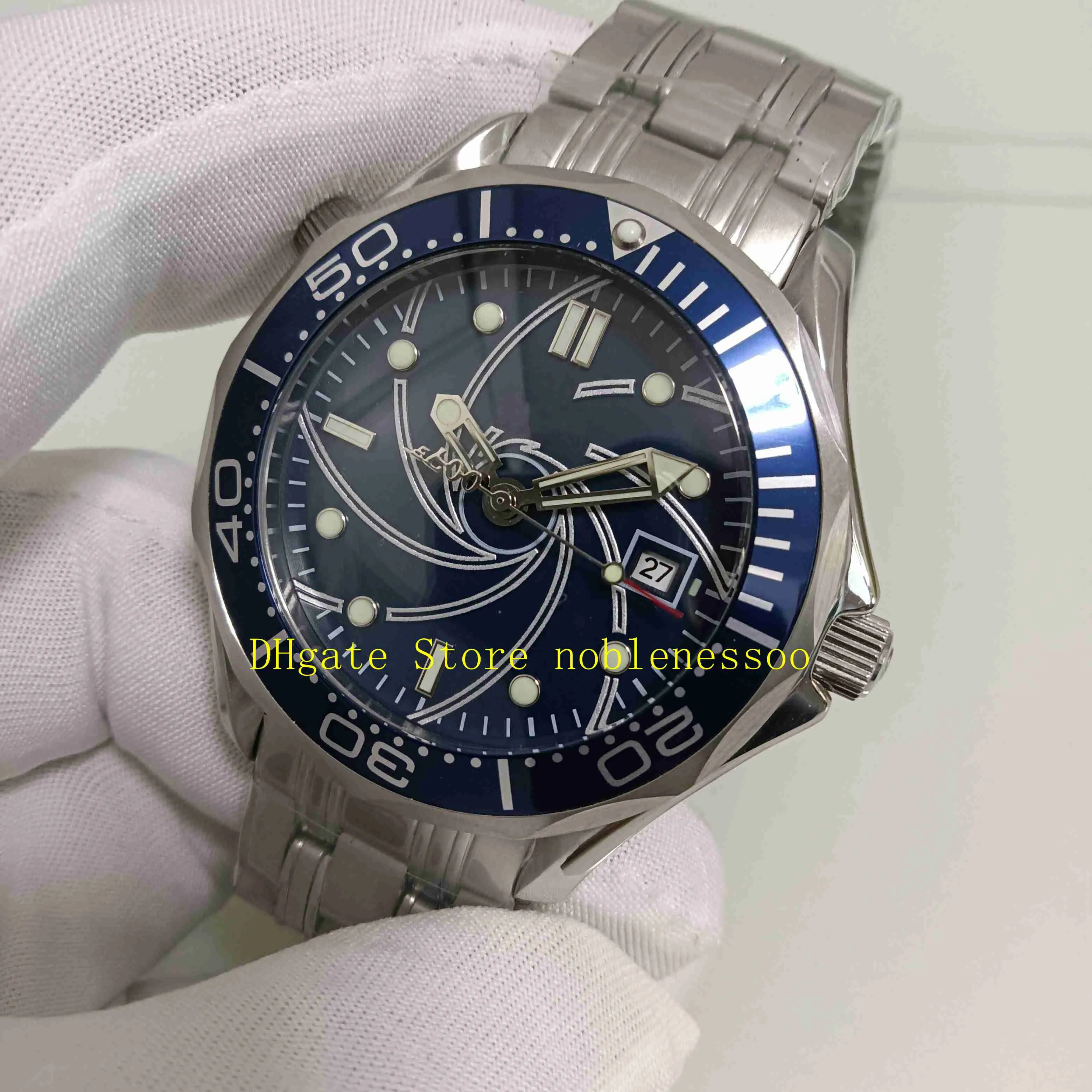 Gerçek Po Erkekler James Bond 007 Otomatik Saat Erkekler Mavi Dial Paslanmaz Çelik Casino Royale Sınırlı Üretim 41mm Bilezik MEC301T