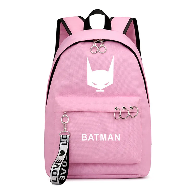 Mochila luminosa con estampado de superhéroe de Dc, bolso de cinta para niña de estilo universitario con Batman circundante, 2768