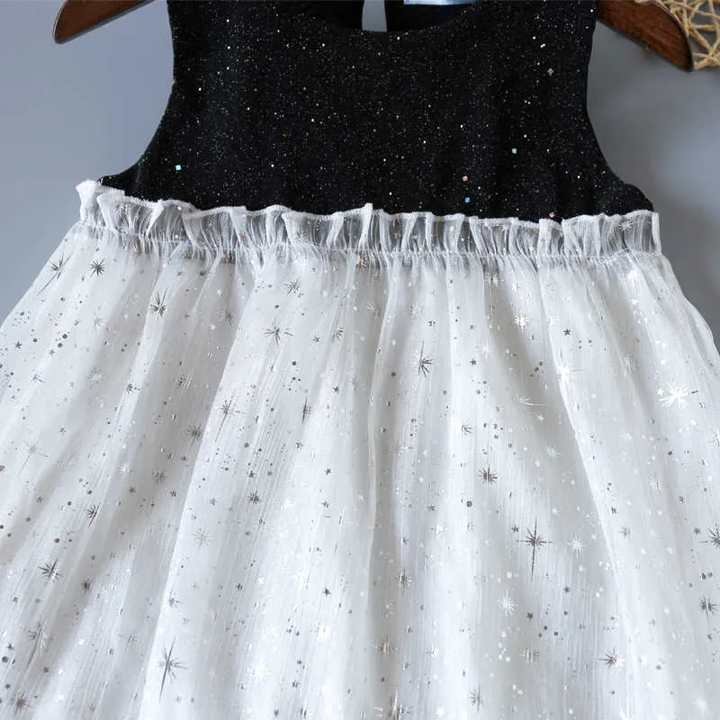 夏のスターソフトシルクベストスカート気質プリンセスドレススプライスされた子供服子供服210528