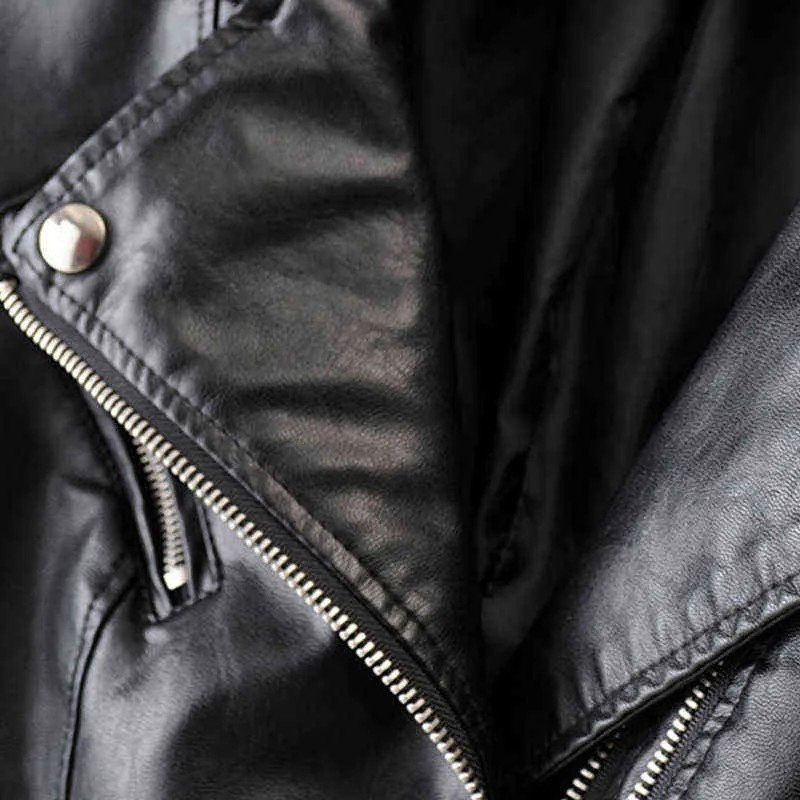 Fitaylor, chaquetas de piel sintética para motocicleta para mujer, ropa de calle para mujer, abrigo negro de manga larga, cremalleras de motorista de otoño, prendas de vestir 211118