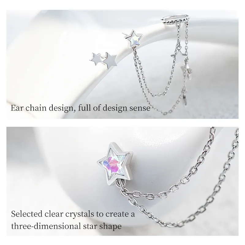 Thaya prata cor estrela balançar brinco para mulheres com corrente luz roxo brincos de alta qualidade elegante jóias finas 220214305d