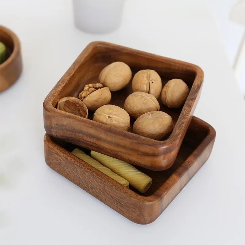 Dishes & Plates Walnut Wood Serving Tray Square Rectangle Breakfast Sushi Snack Bread Dessert Cake Plate Easy Carry Stratific251q