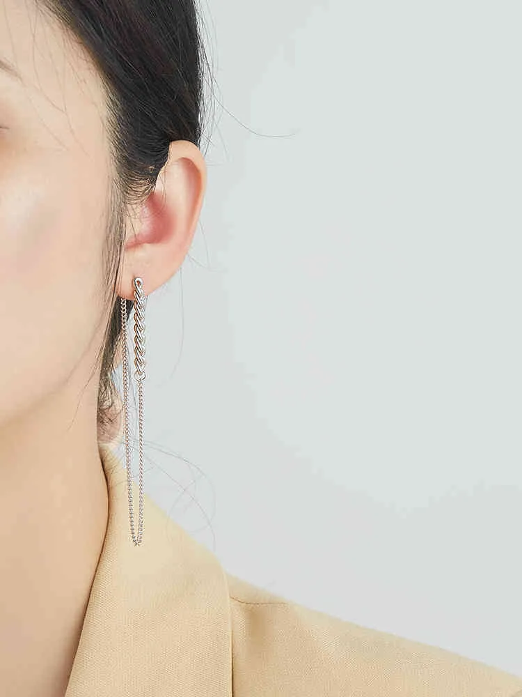 ZEMIOR – boucles d'oreilles en argent Sterling S925 pour femmes, Style Simple, chaîne longue, spectacle de vie, amour, bijoux fins