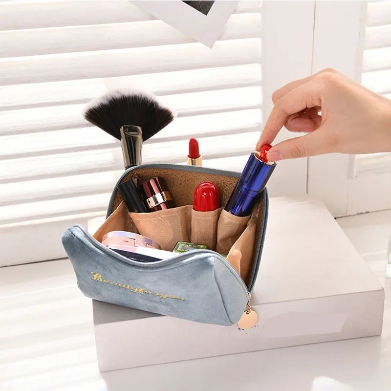 Sacchetti di cosmetica da donna con cerniera in velluto borse il trucco di bellezza viaggia da donna spazzolino kit da toeletta da toeletta da toeletta 220218251o