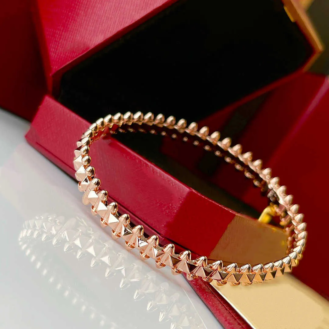 2021 Top Brand puro argento sterling 925 gioielli da donna in oro rosa Spikes Steam-punk braccialetto gioielli da sposa intorno rivetto braccialetto219y