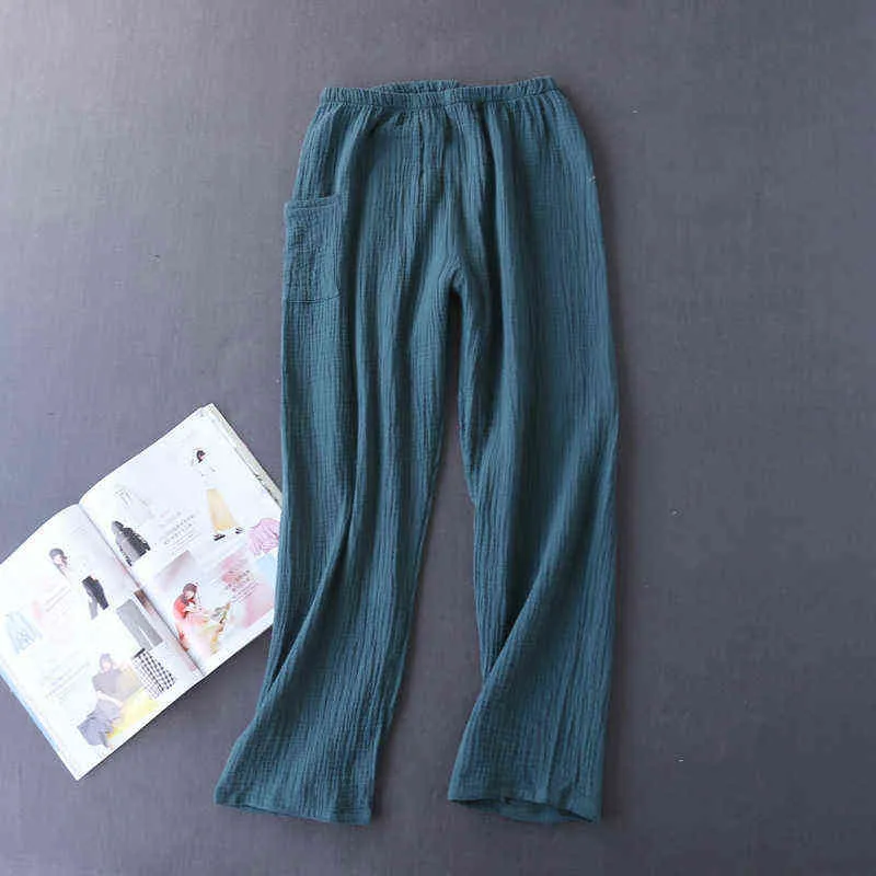 Style japonais Printemps et automne Dames Coton Crêpe Tissu Pantalon à manches longues Pyjamas Cactus Service à domicile confortable 211112