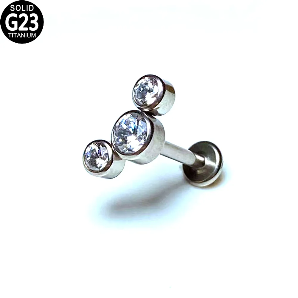 G23 Titanium Labret Stud Zircon Cluster Ear Tragus Helix Cartlidge Earrings lage Piercing Jewelry Women Lip Ring7616411