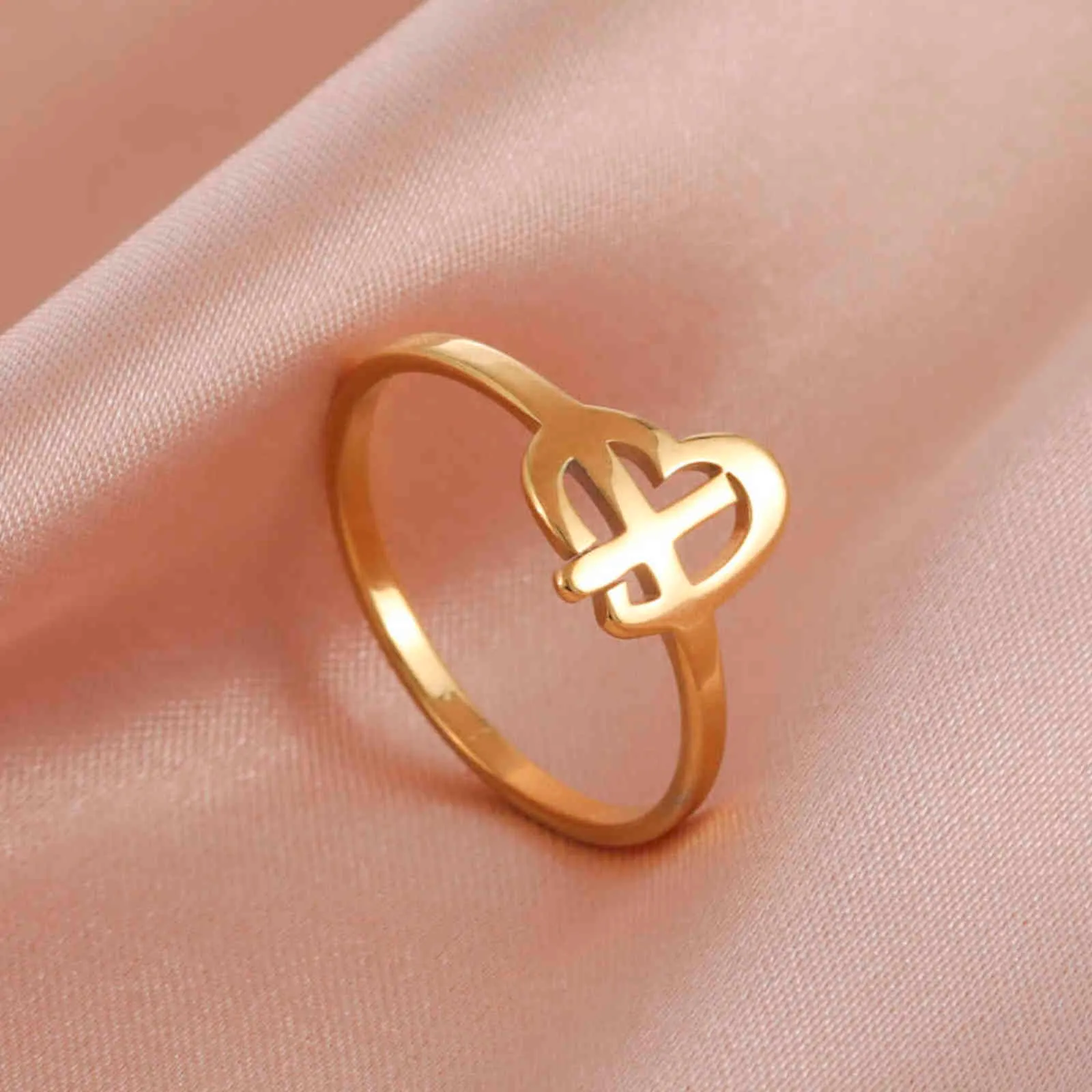 Lucktune Stainless Steel Minimalist Love Ring Woman Men Cute Paw Cross Rings Jewelry for Couple Wedding Engagement Anniversary G1125