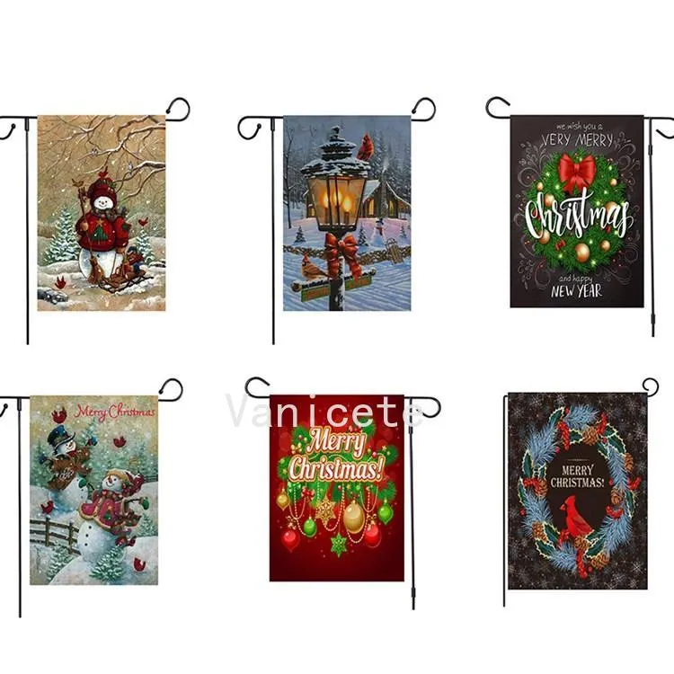 Serie di bandiere di Natale modello Pupazzo di neve di Natale Giardino Bandiera Banner Bandiere 47 * 32 cm Rifornimenti del partito Trasporto marittimo T2I52437