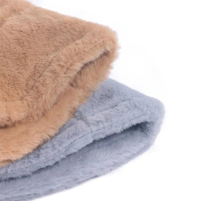 Frauen Winter Fuzzy Plüsch Eimer Hut Ohr Wärmer Kurze Krempe Sonnencreme Runde Top Verdicken Winddicht Packbare Fischer Kappe Breite Hats2111