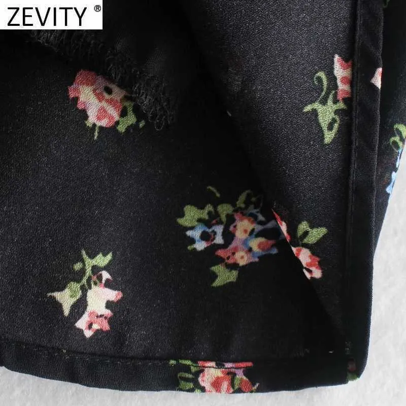 Zevity kobiety elegancki kwiatowy druk elastyczny plisowany projekt casual smukła sukienka żeński elegancki rękaw puff kimono vestidos ds8225 210603