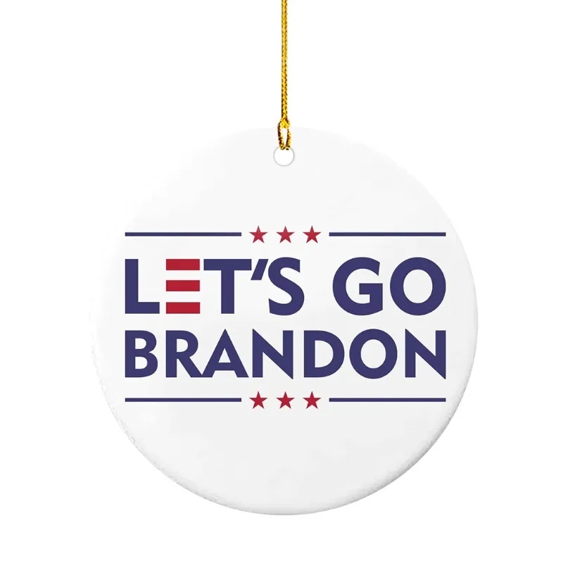 Panneau Lets Go Brandon pour décoration d'arbre de Noël, idées de pendaison de crémaillère, pendentif cadeau