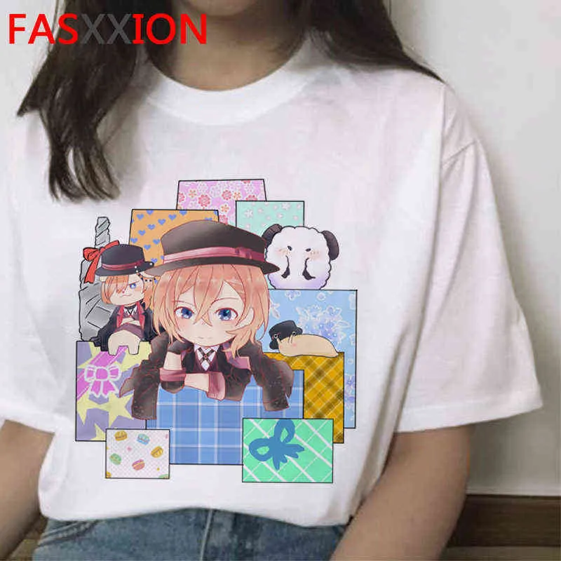 Bungou Stray Dogs Cute Anime Harajuku T-shirt Women Funny Cartoon Graphic T Shirt Cool Streetwear Tshirt Casual Top Tees Female G220310