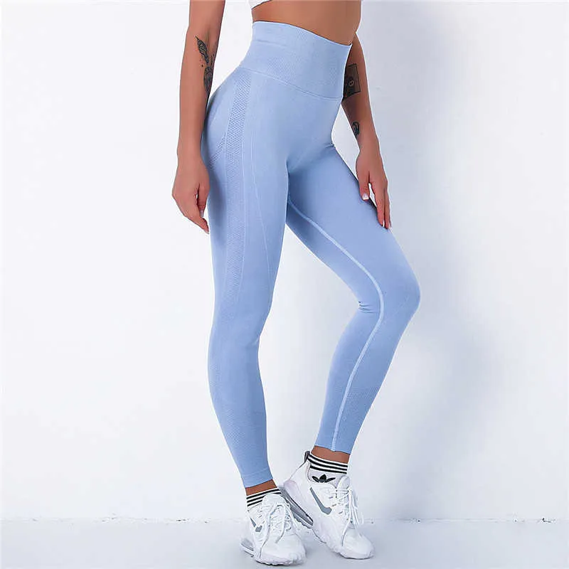 Kadın Spandex 20% Kesintisiz Tayt Kabarcık Butt Push Up Egzersiz Legging İnce Yüksek Bel Leggins Mujer Spor Pantolon 210925