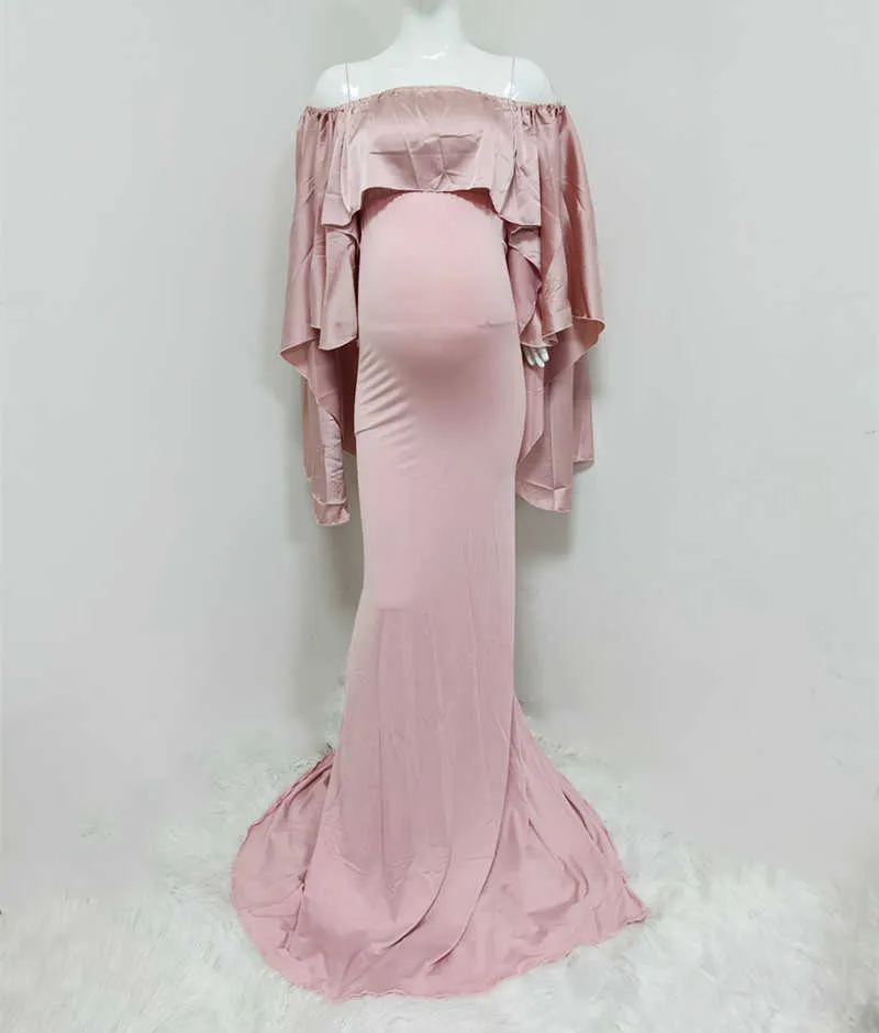 Long Shawl Maternity Dresses For Photo Shoot Maxi Gown Fancy Pregnancy Dress Elegence Pregnant Women Clothes Photography Props (3)