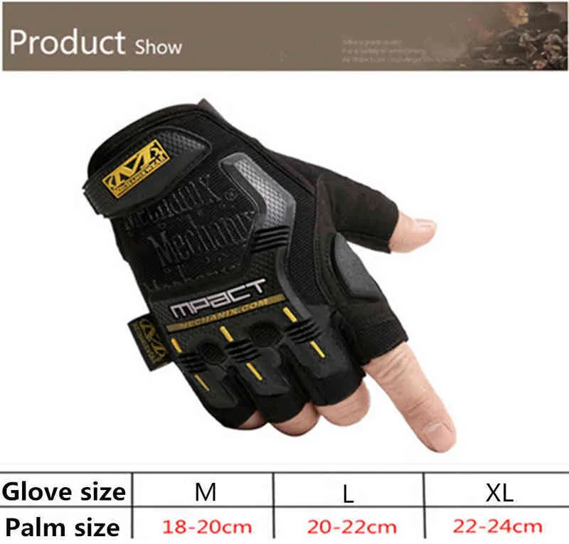 Guantes de montar al aire libre para hombres, guantes tácticos de lucha, mitones de combate de lucha del ejército militar, antideslizantes, medio sin dedos, 211214278c