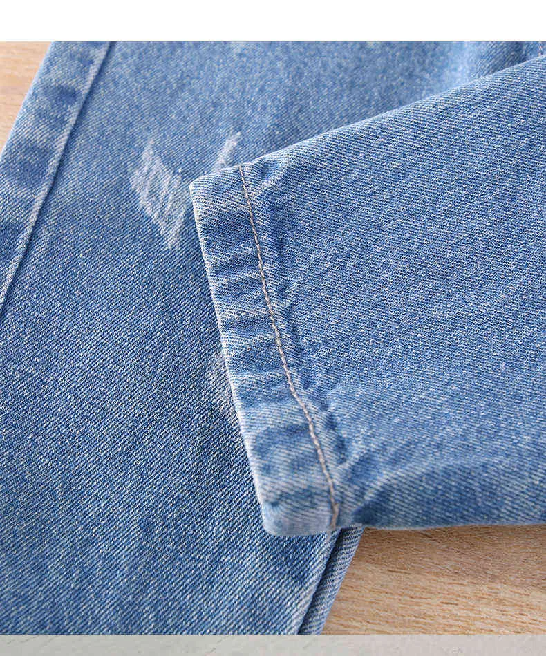 2 3 4 5 6 år småbarn pojkar jeans casual koreanska lösa denim byxor för pojke elastisk midja rippade vårhöstbyxor 2020 ny G1220