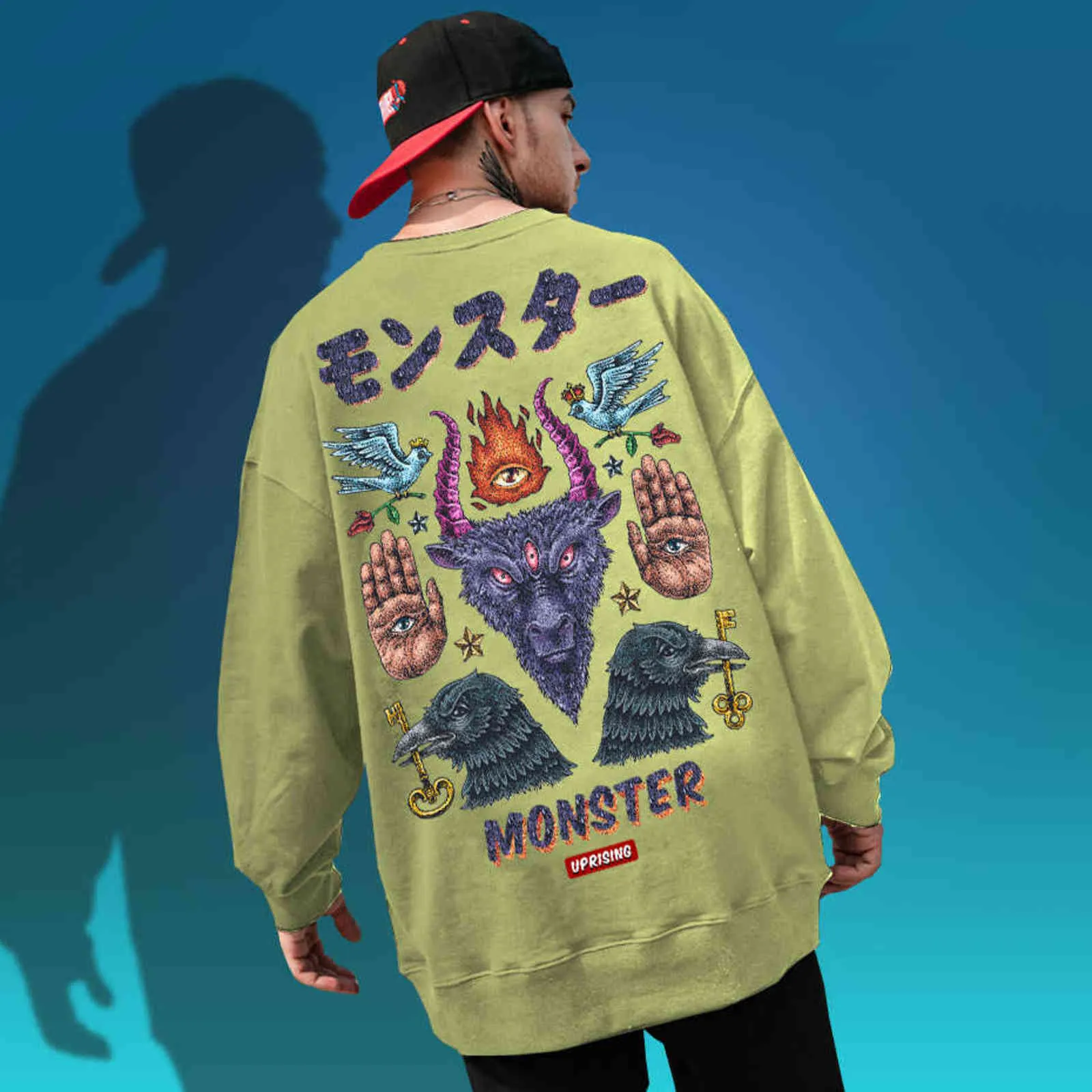Sweats à capuche, Sweatshirts Monster à manches longues de la rue Personnalité de la marque Moto Hip-Hop Motorcycle 211116