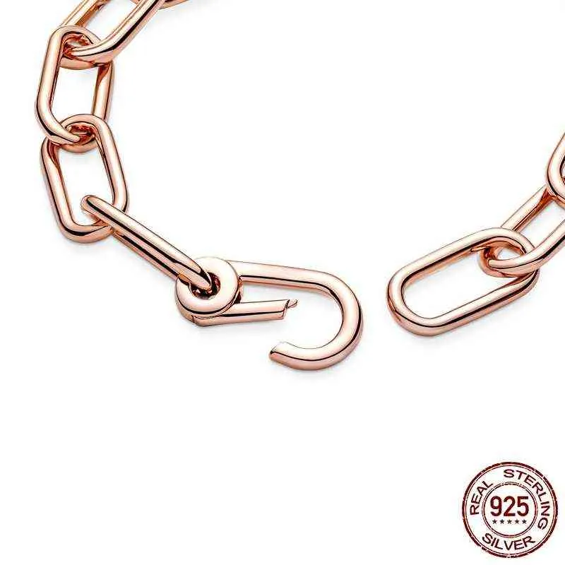 Me Link Chain Bracelet Rose Gold Real 925 Silver Fit Original Charms Diy for Brand Jewelry Making Gift Friend3389044