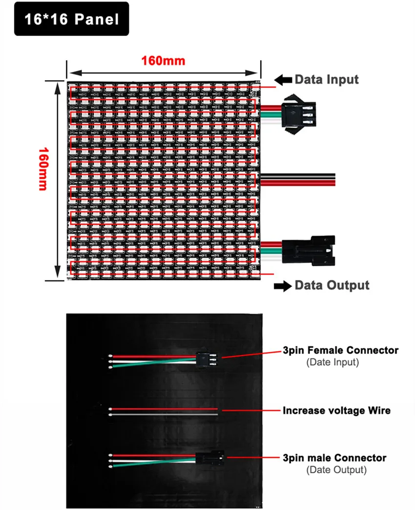 WS2812B RGB 5050 SMD Flexibla moduler 8x8 16x16 8x32 Pixel Panel Matrix Screen WS2812 IC LED -modul individuellt adresserbar DC5V267O