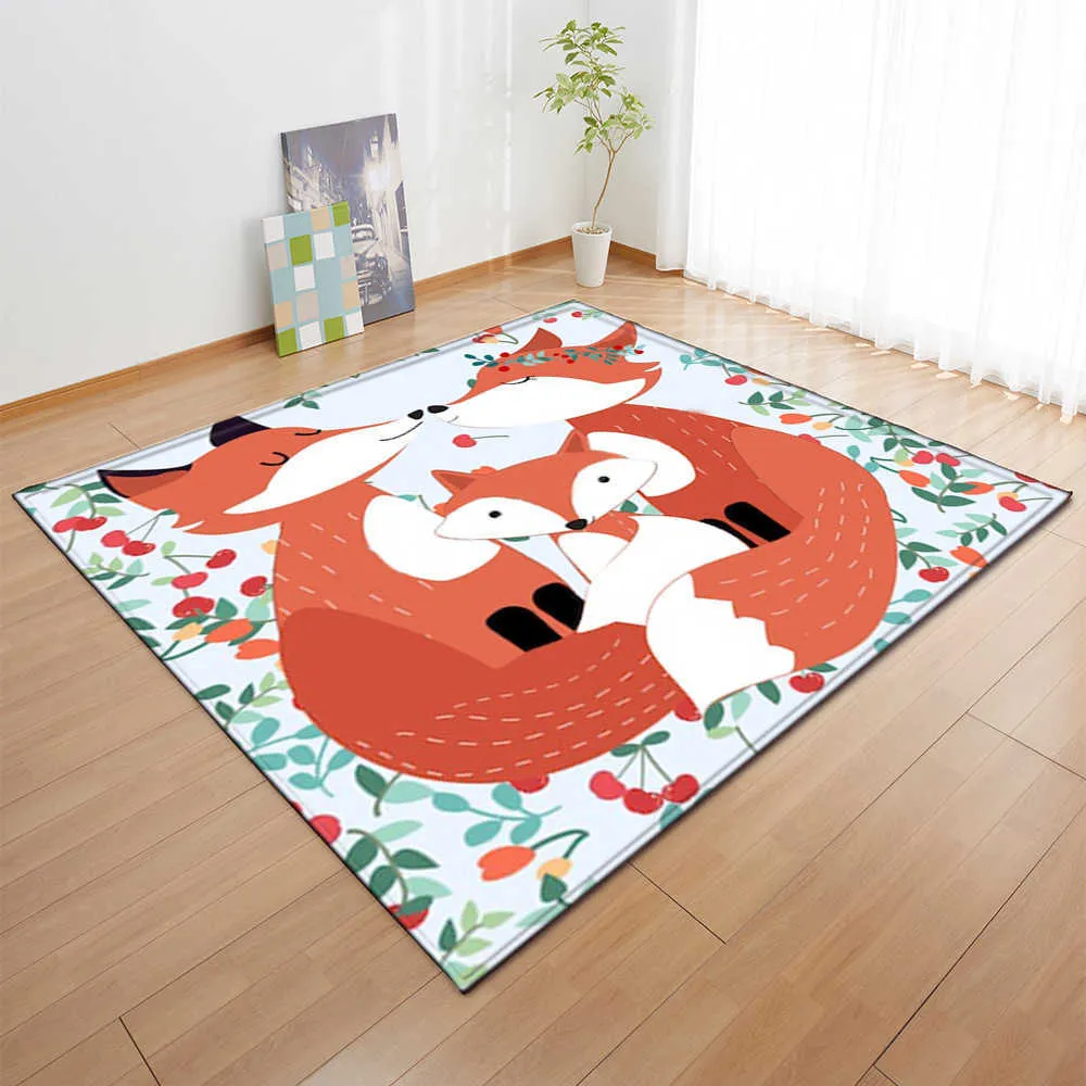 Colour Cartoon Animals Flamingo 3D Print Carpets For Living Room Bedroom Area Rug Child Home Decor Carpet Kids Play Mat 210626