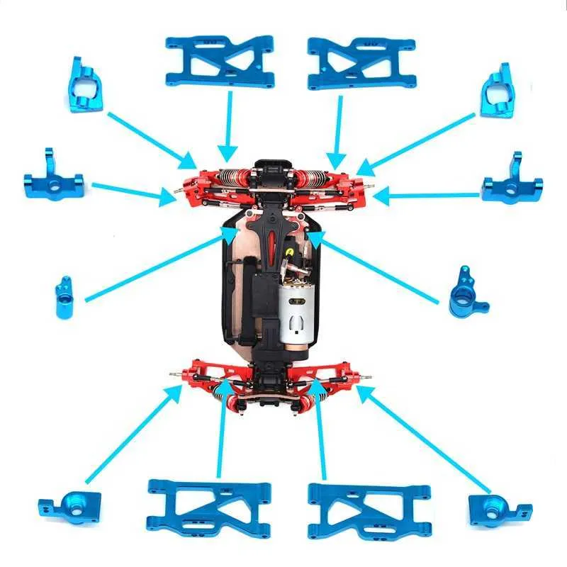 Wltoys 144001 för wltoys 114 144001 RC bil Uppgradering av delar metallstyrning av svängarm bas c bakre nav säte servo pull rod wltoys 21093574534