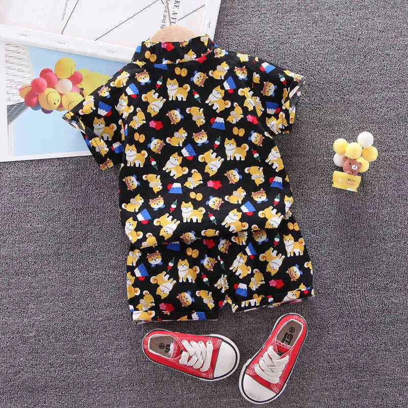 Dzieci odzież 2022 Summer New Cartoon Boys Puppy Short-Sleeve koszulka garnitura dla dzieci Ubrania Casual Infant Baby Zestaw 1 2 3 4 5 lat G220310