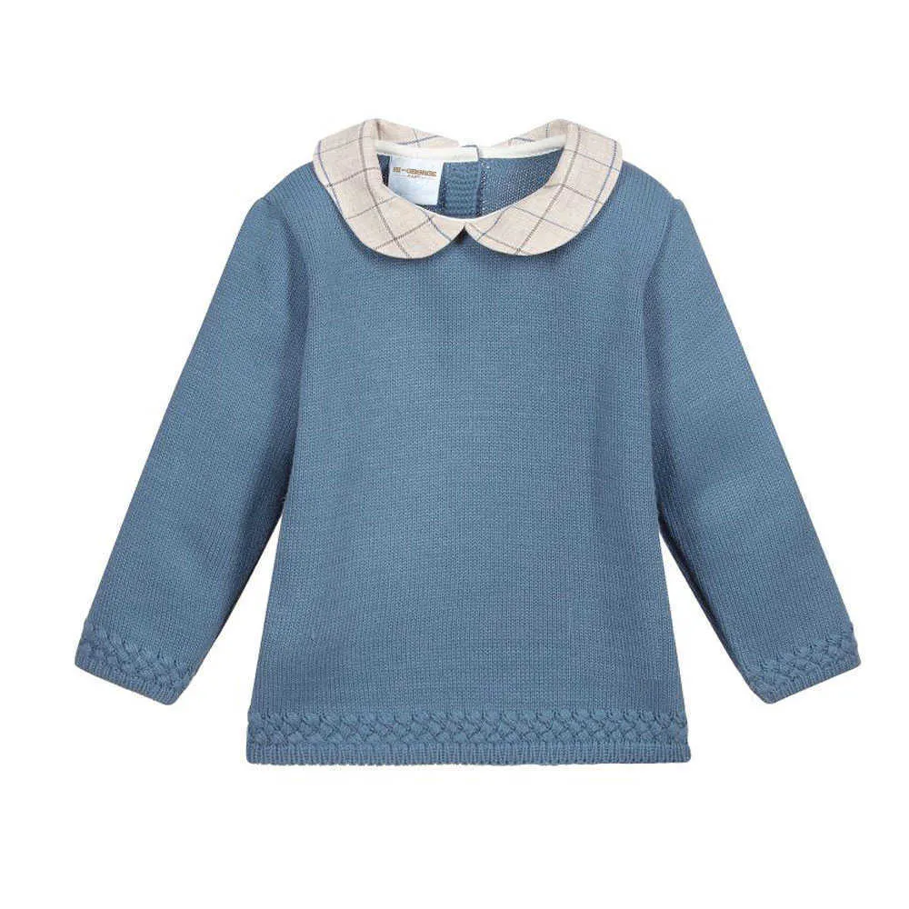 Estilo espanhol bebê meninos conjuntos infantil de malha pullover tops curto calças crianças boutique suéteres por atacado roupas y1024