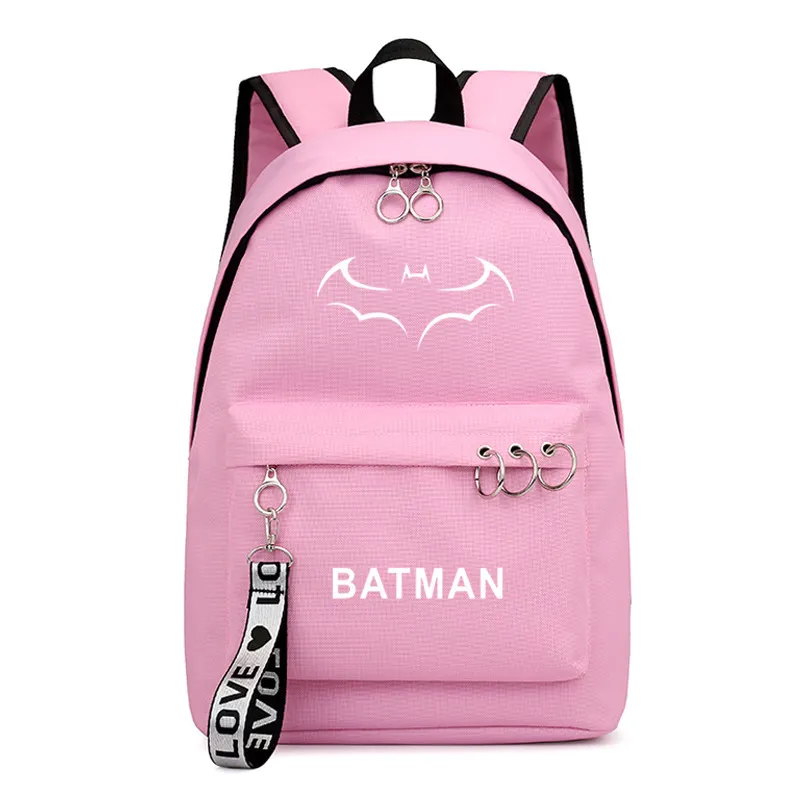 Dc super-héros entourant Batman sac à dos lumineux impression collège Style fille ruban Bag2768