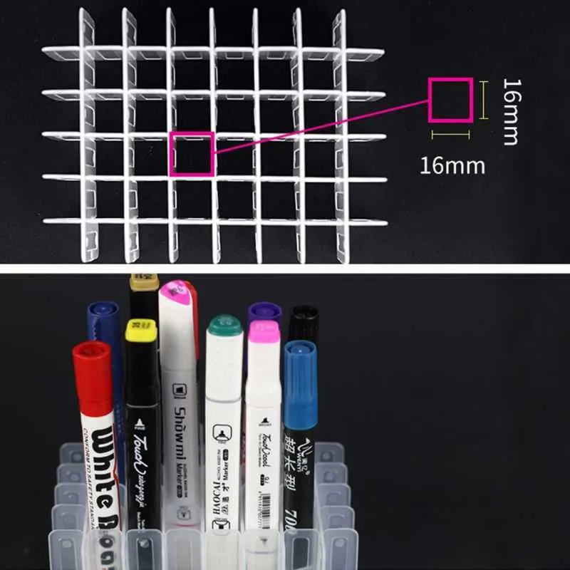 Transparent markör pennor lagringslåda container konst hantverk magasin office skrivbordsorganisor hemskola elever studera försörjning y0817