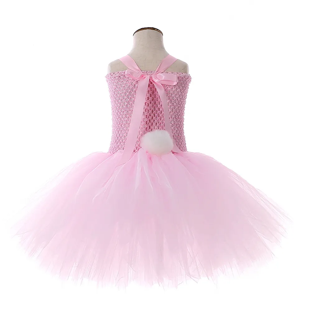 Fantasia de coelho rosa para crianças pequenas, vestido tutu de coelho, roupas para bebês meninas, vestidos de aniversário de ano novo, roupas de férias de Páscoa 2104833869