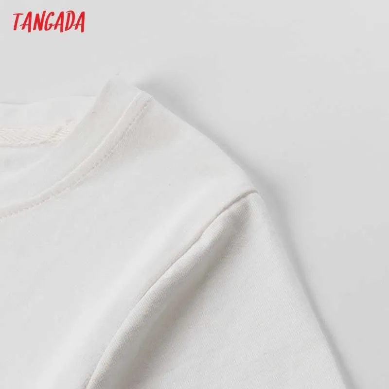 Tangada Frauen Vintage Print Baumwolle T Shirt Kurzarm O Neck Tees Damen Casual T Shirt Street Wear Top 2Y01 210609