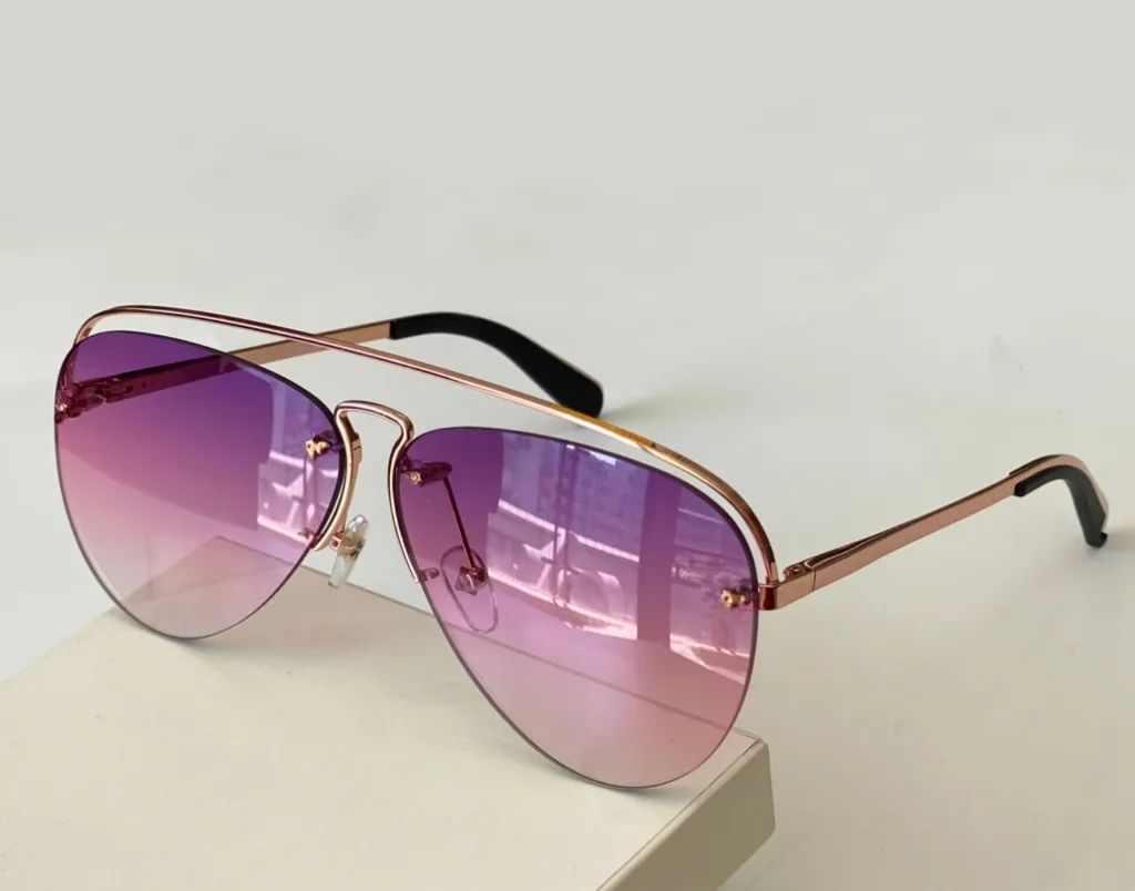 Summer Gold Pilot Grease Sunglasses for Women 1213 Grey Gradient Lens Runway Frame Fashion Design Glasses UV 400 Eye Wear with Box263V