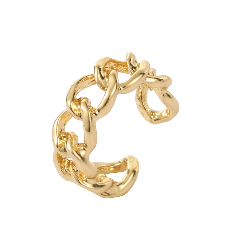 ANELLO a forma di catena di placcatura color oro intero largo 7 mm unisex vintage gotico grosso anello midi accessorio di gioielli antichi6852367