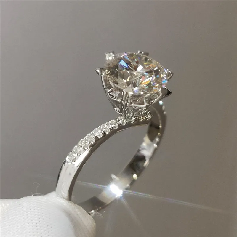 100 % echter 18 Karat weißer Diamant mit ausgezeichnetem Schliff, Test bestanden, D-Farbe, Moissanit-Schneeflocken-Ohrstecker, weiblicher Schmuck