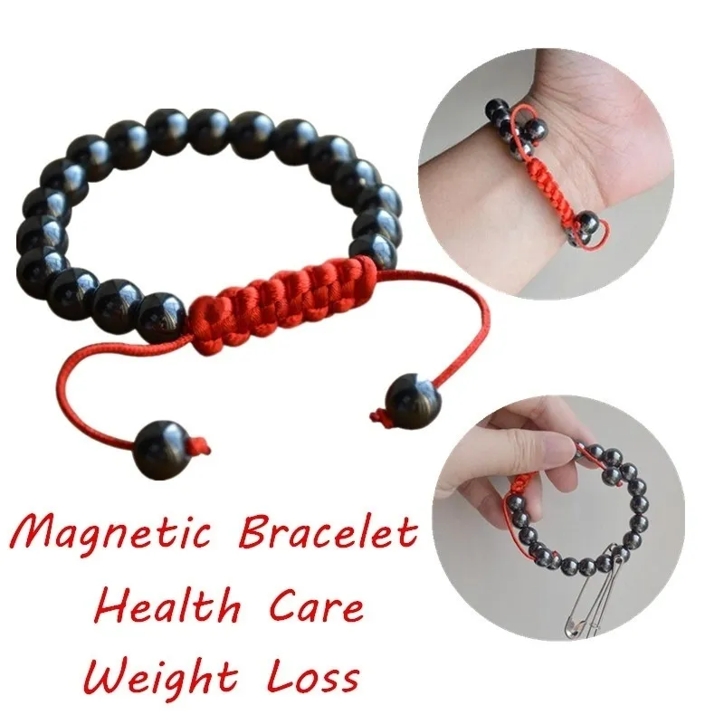 Bracelet de thérapie magnétique à l'hématite naturelle tissée Bracelet Bracelet Antiradiation Gifts pour hommes Women7976234457771