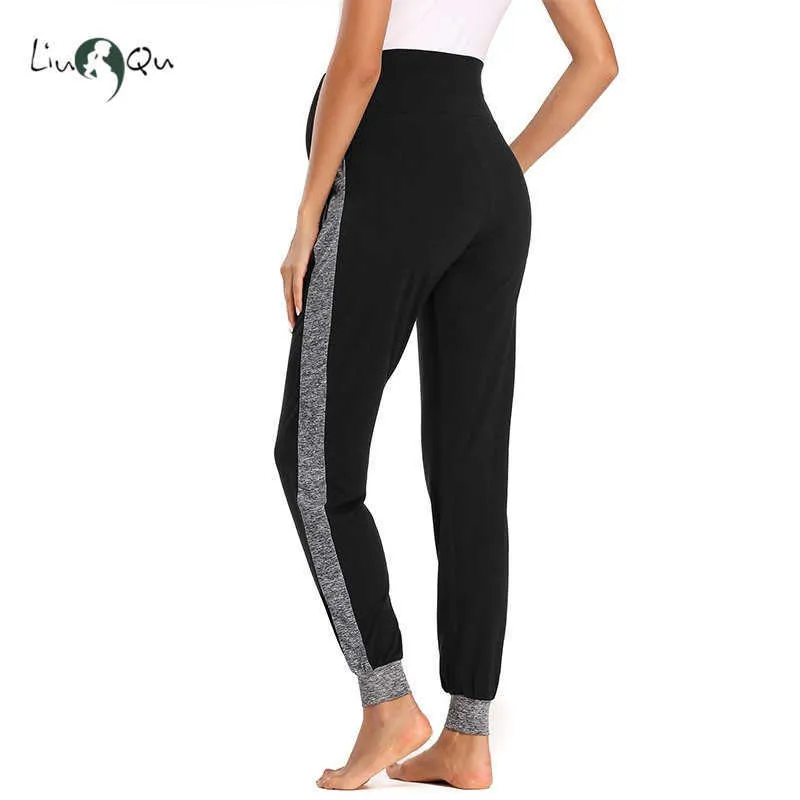 Maternità da donna Fold Over Comodi pantaloni da salotto Abiti da gravidanza Pantaloni sportivi da jogger super morbidi con tasche 210918