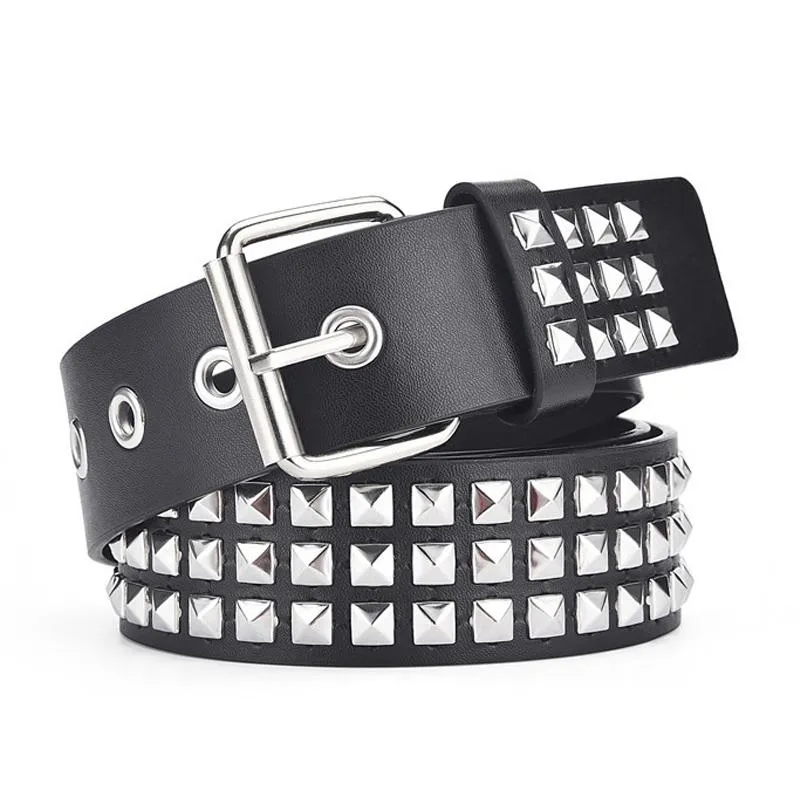 Ceintures Unisexe Fashion Belt Rivet pour les femmes Punk Rock parsemé avec une boucle d'épingle femme noire ceinture fémme233u