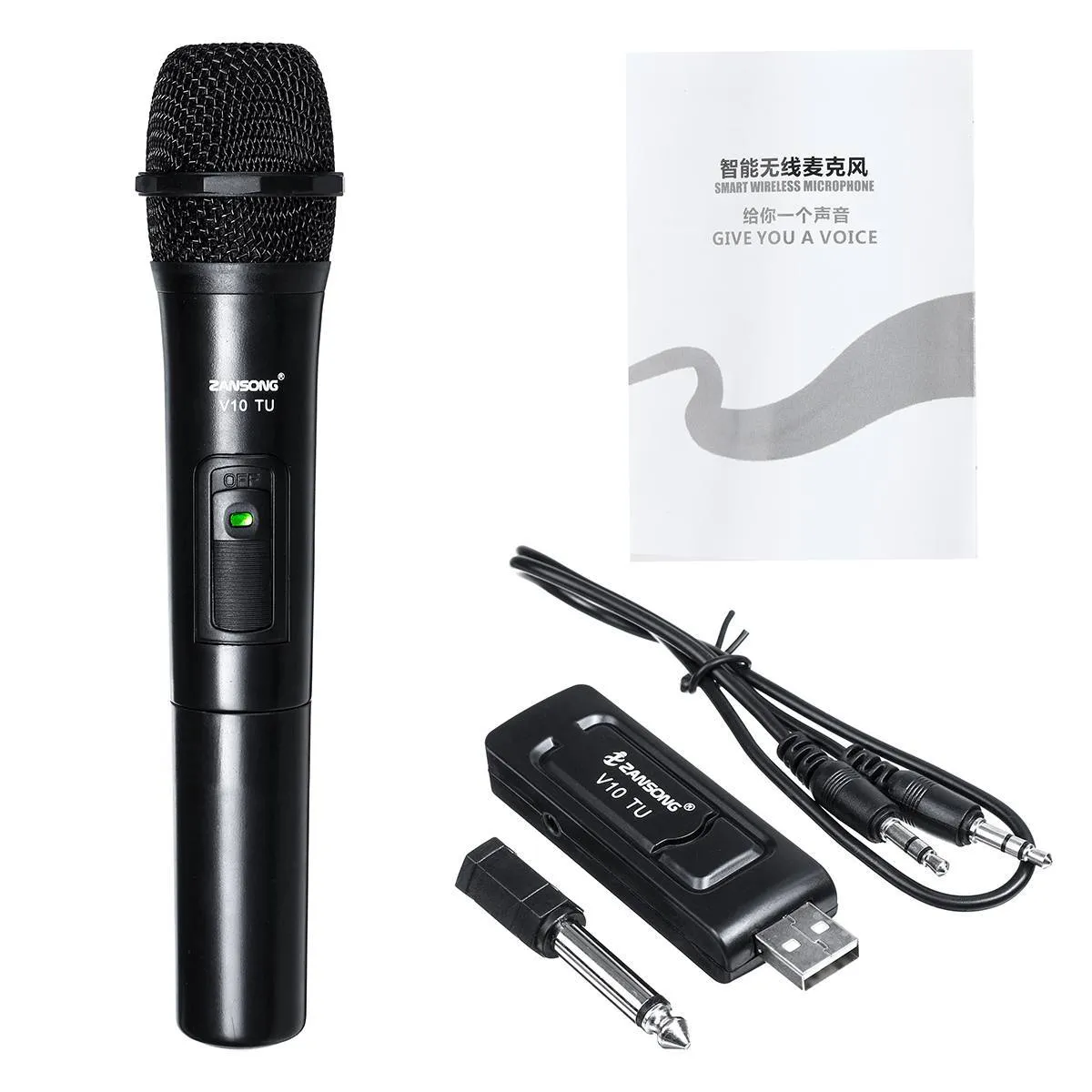 Nouveau 1 ensemble UHF USB 3.5mm 6.35mm microphone sans fil mégaphone micro portable avec récepteur karaoké haut-parleur