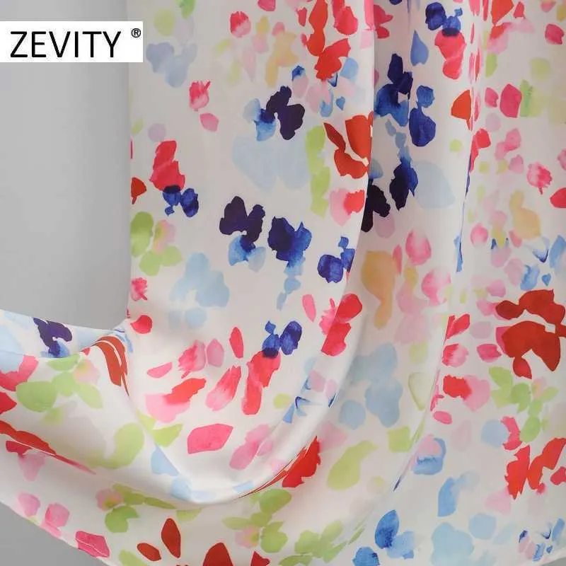 Zevity Femmes Mode O Cou Coloré Graffiti Imprimer Une Robe De Ligne Bureau Dames Casual Slim Robe Chic Robes D'affaires DS4421 210603