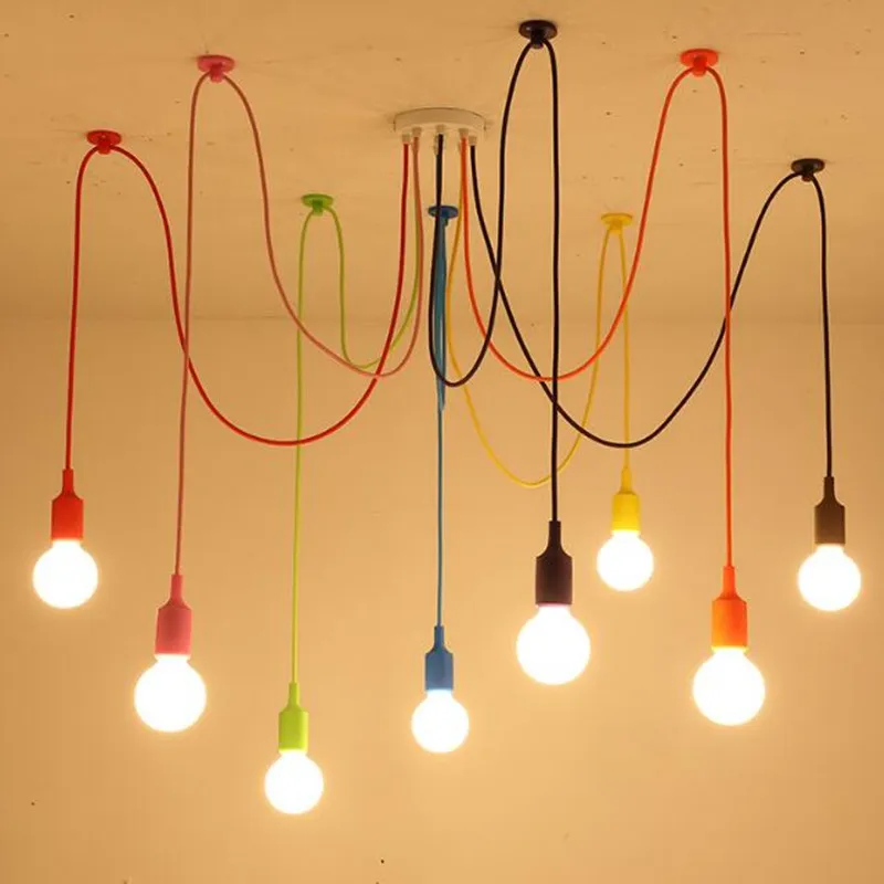 Lampada a sospensione artistica colorata Lampada a sospensione moderna design fai da te Lampadario a ragno E27 Lampade a sospensione Luci decorative interni229V