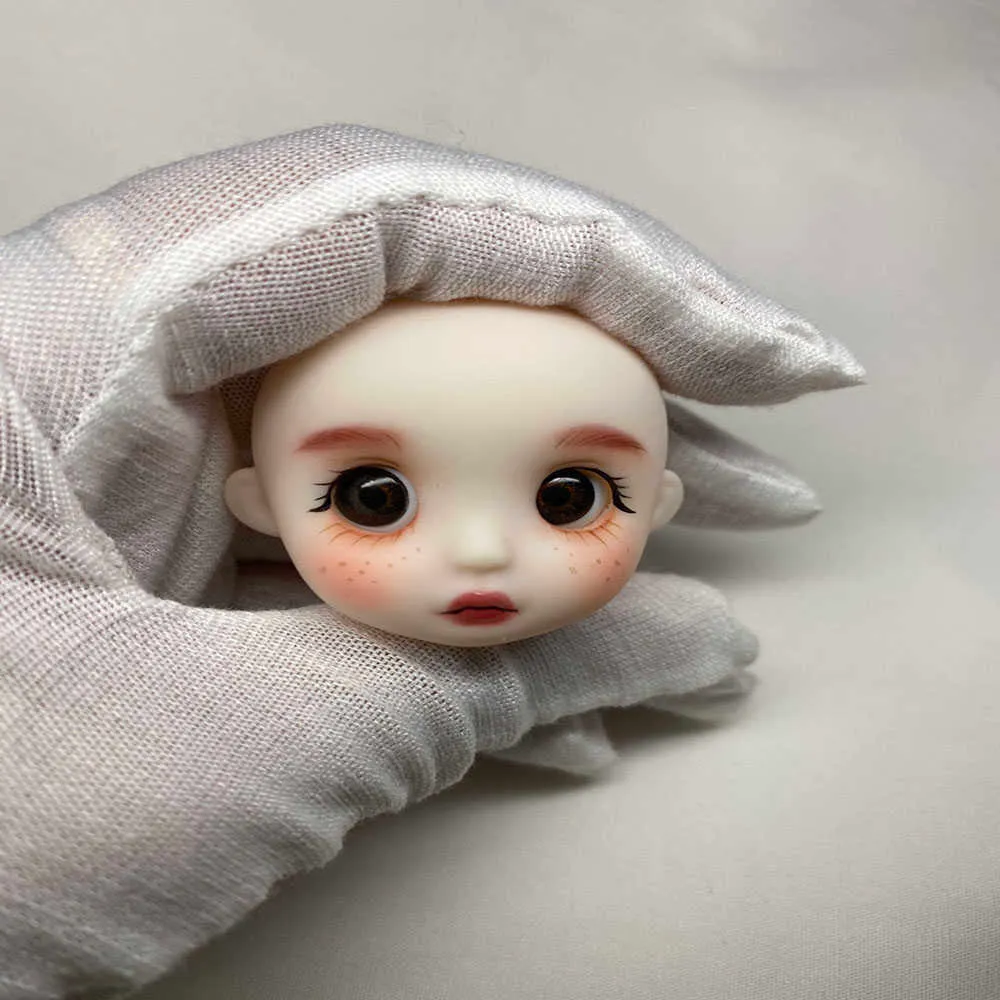 DIY 1/8 Head Dolls Head Mold Tillbehör Kreativitet Söt Bjd Dolls Makeup Fit 11-16cm Doll Leksaker Flickor Kvinna Present OB11 Q0910