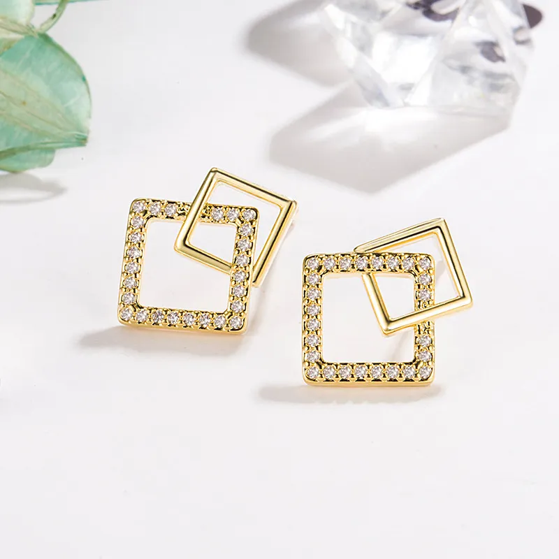 Diwenfu 100 14K diamant sieraden stud voor vrouwen Bohemie Betrokkenheid onregelmatige Aros Mujer Oreja 14 K Gold Earring Box2504903