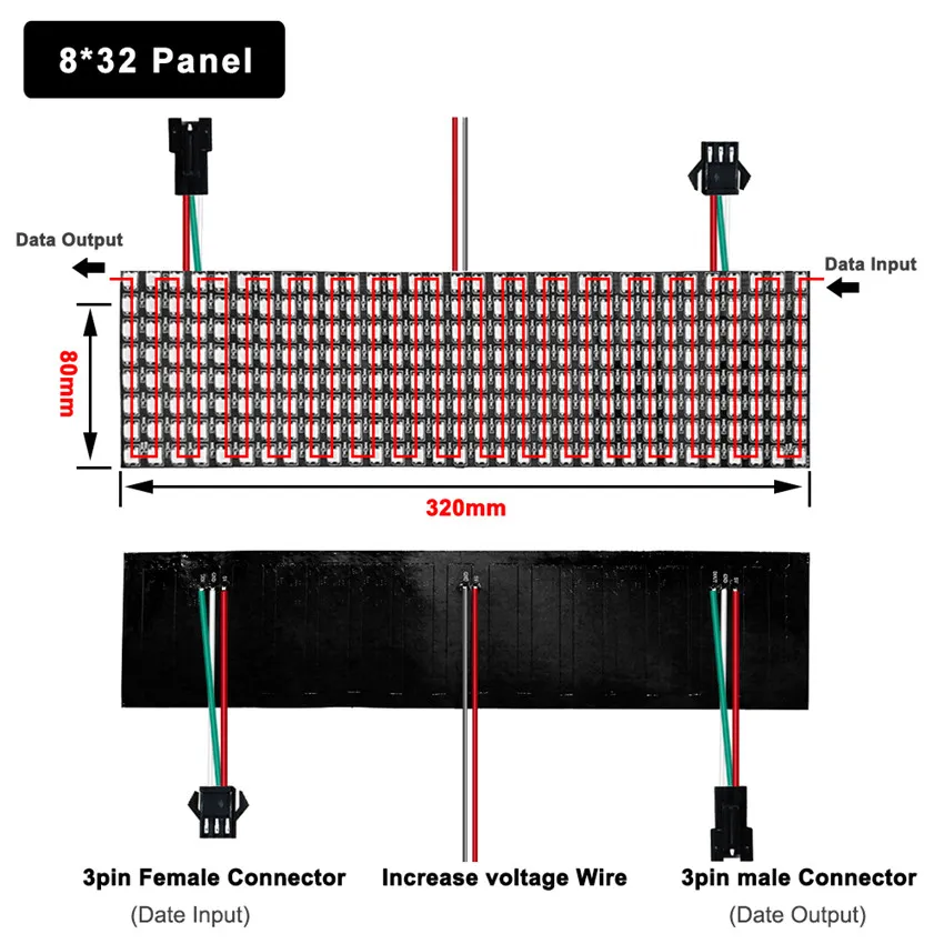 WS2812B RVB 5050 SMD Modules flexibles 8x8 16x16 8x32 Panneau pixel Écran matrice WS2812 Module LED IC individuellement adressable DC5V276Z
