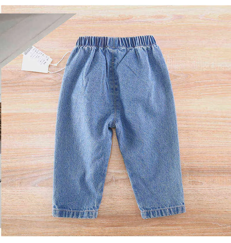 2 3 4 5 6 år småbarn pojkar jeans casual koreanska lösa denim byxor för pojke elastisk midja rippade vårhöstbyxor 2020 ny G1220