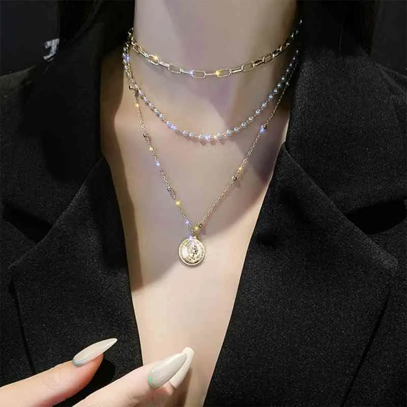 FAMSHIN bohême multicouche femmes perle pièce pendentif colliers Vintage couleur or Long collier bijoux de mode