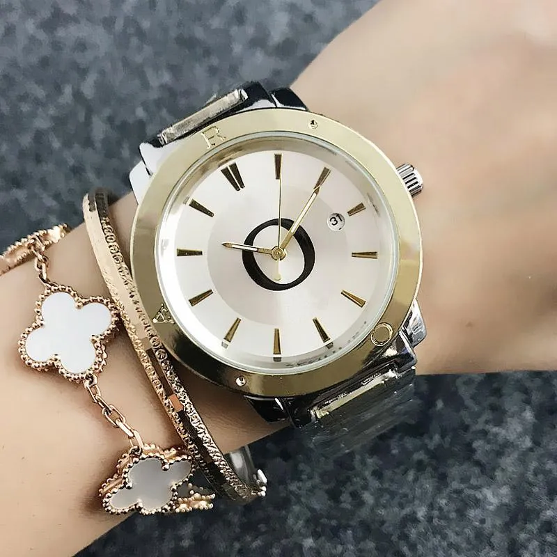 Orologi di marca di moda Donna Donna Ragazza Grandi lettere Stile Metallo Cinturino in acciaio Orologio da polso al quarzo popolarità regalo grazia affascinante designer durevole