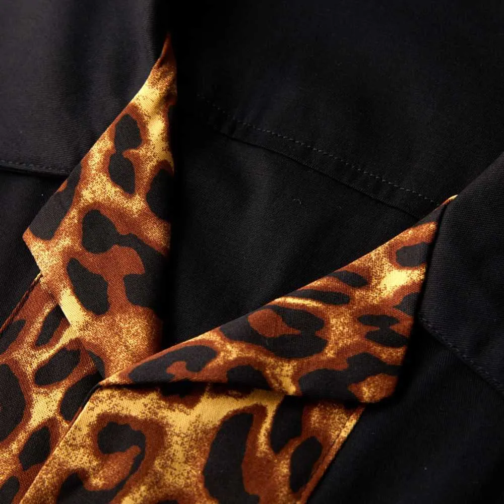 Męskie Leopard Drukuj Koszula męska Dorywczo Krótki Rękaw Overhemden Heren Bluzka Mężczyźni Duży Rozmiar Koszulki męskie Dress 210527